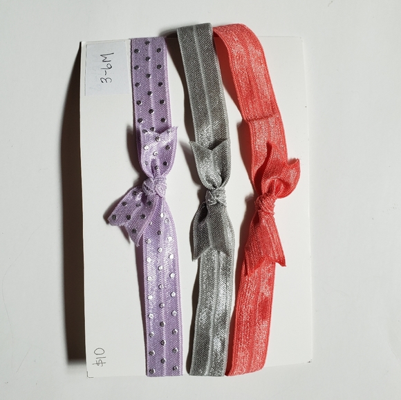 3/$20 set of 3 baby girls bow headband hair accessories Size 3 to 6 months coral - Picture 4 of 6